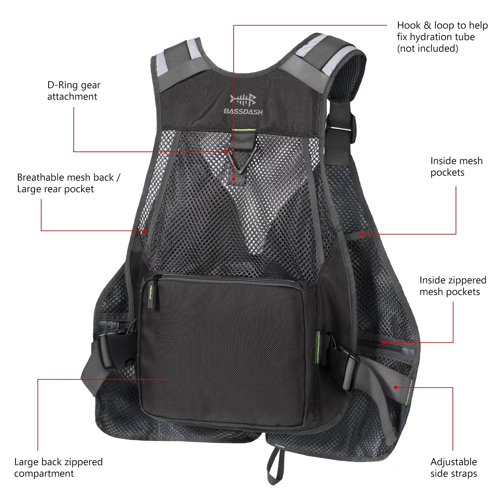 Bassdash Adjustable Fishing Vest