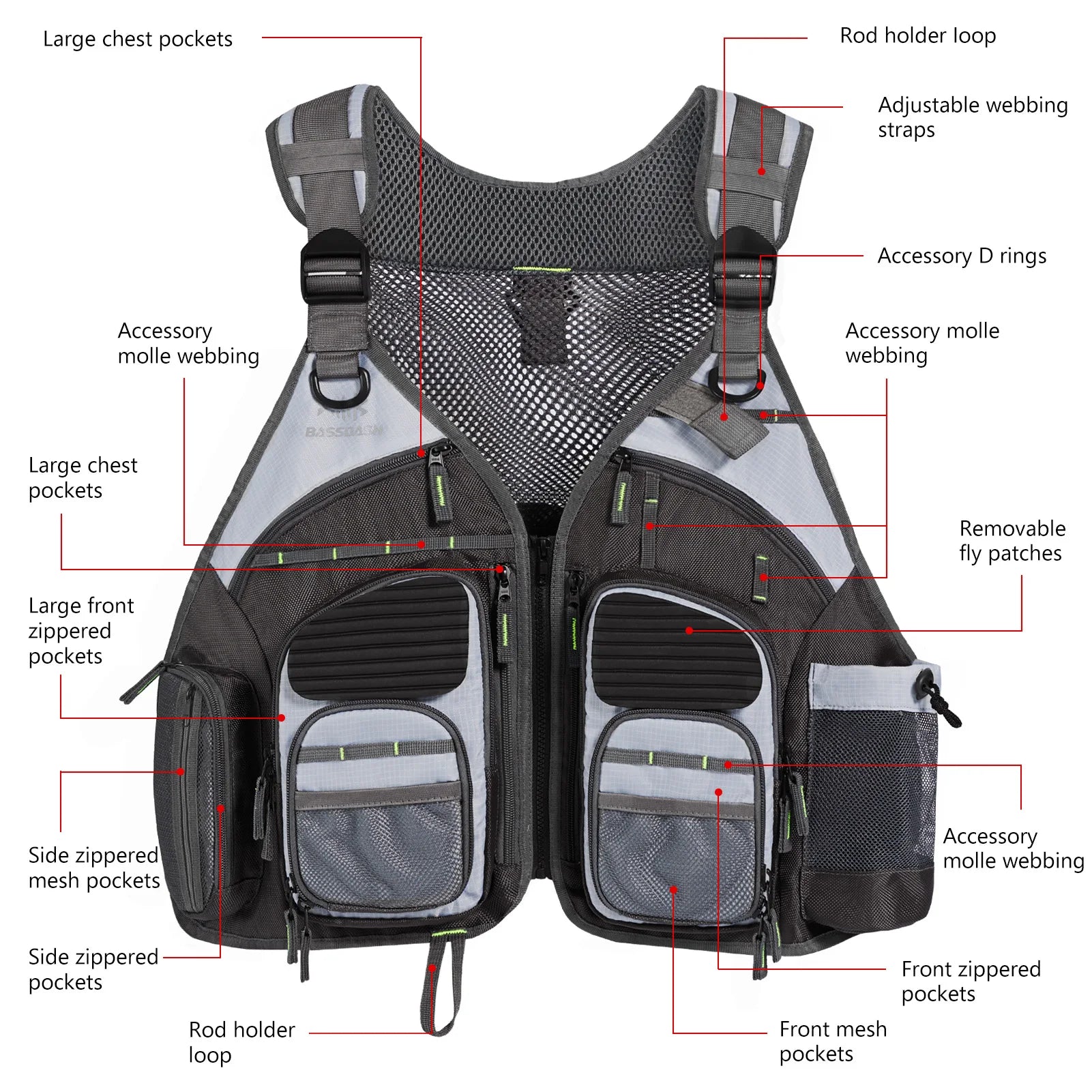 Bassdash Adjustable Fishing Vest